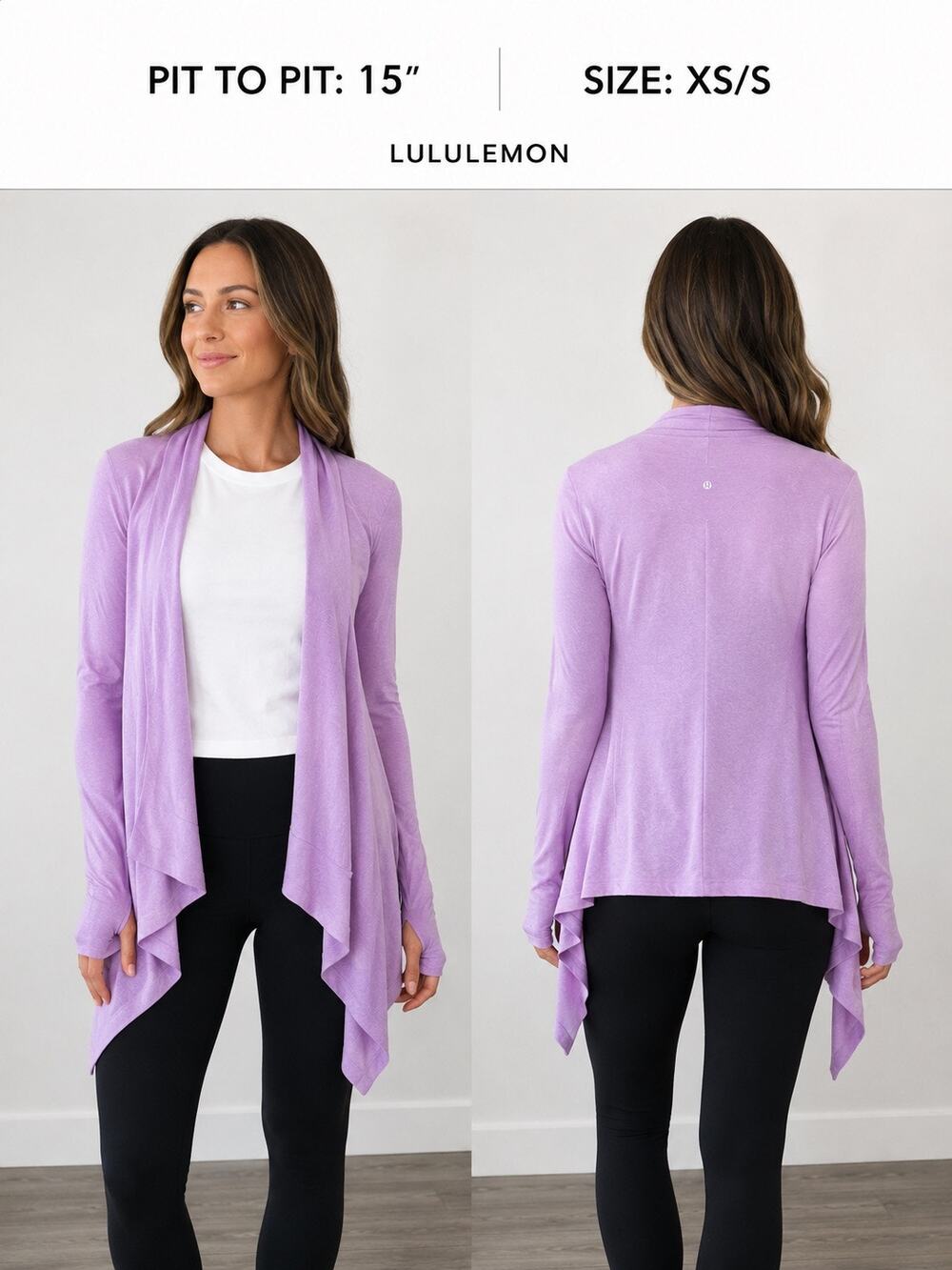 Lululemon Live Healthy Wrap Lavender Sweater Cardigan Size XS/S *Read Knit Yoga